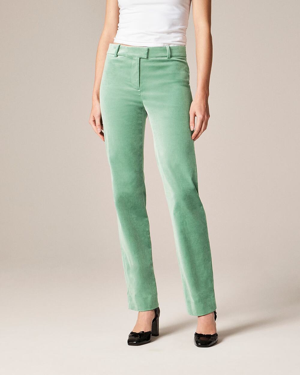 J. Crew Women's Stella Velvet Pants in Stormy Jade Green Petite Size 4P NWT